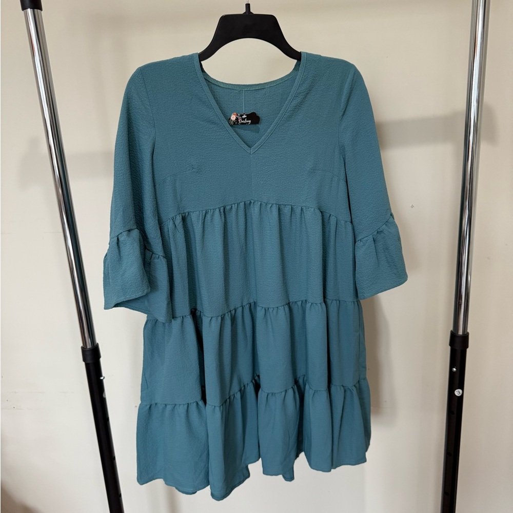 Elegant Teal Tiered Dress